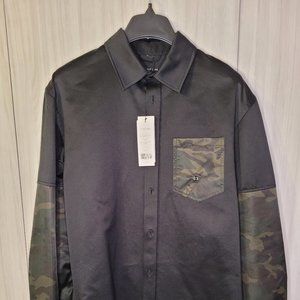 Black/Camo Oversized Shirt Jacket